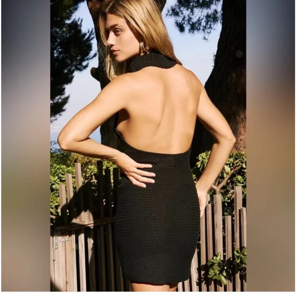 BNWT!! Free people beach black halter sweater mini dress